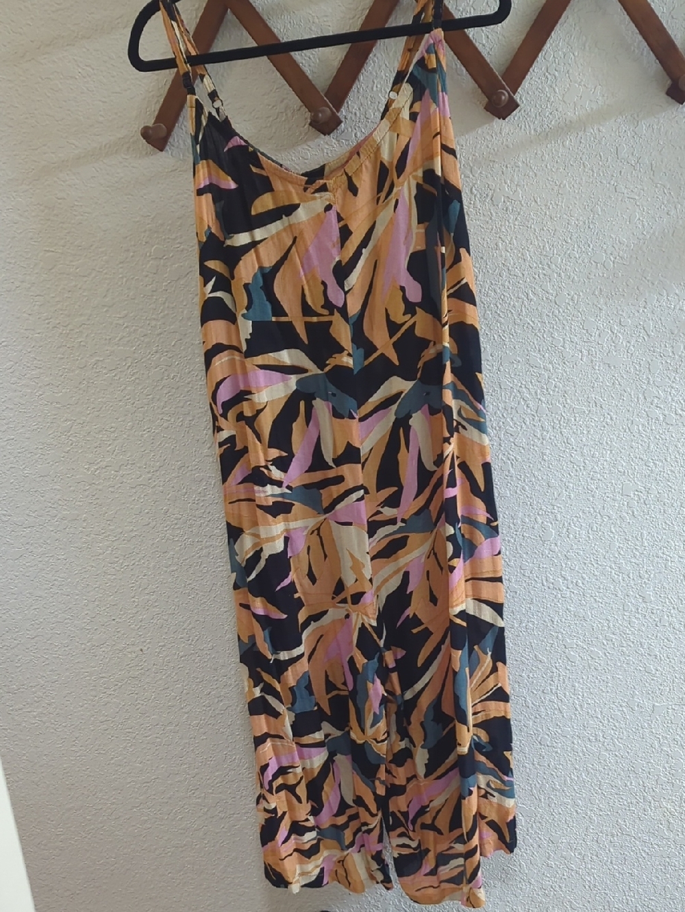 Tropical Abstract Junpsuit - Peach, Black, Pink, Teal Size S/M